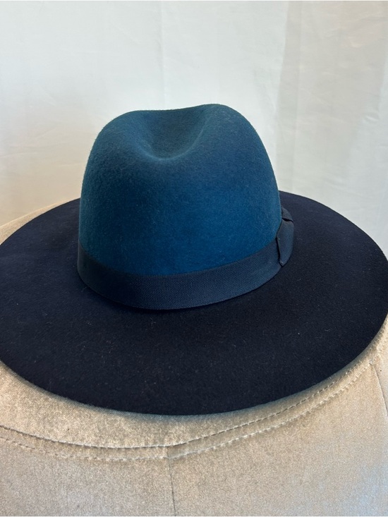 Isaac mizrahi blue black felt fedora hat two-toned NWOT - Picture 2 of 8